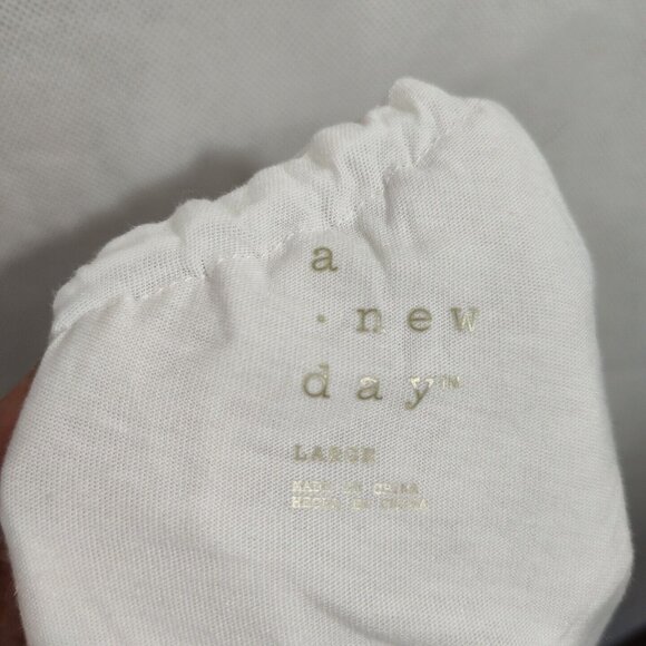 A New Day White One Shoulder Crop Top Women Size L Ruffle Neckline Banded Hem - Picture 5 of 6